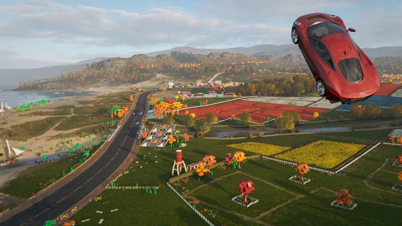 Illustration for article titled Forza Horizon 4’s Lego Expansion Is Gleefully Absurd